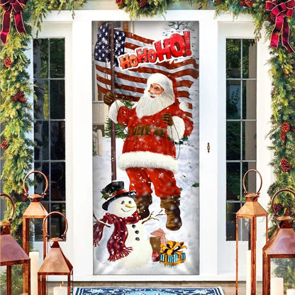 Ho Ho Ho Saus Door Cover - Merry Christmas Home Decor - Christmas Outdoor Decoration