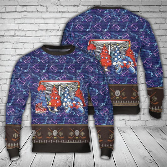 Hockey Christmas Trees Ugly Christmas Sweater For Men And Women, Best Gift For Christmas, The Beautiful Winter Christmas Outfit