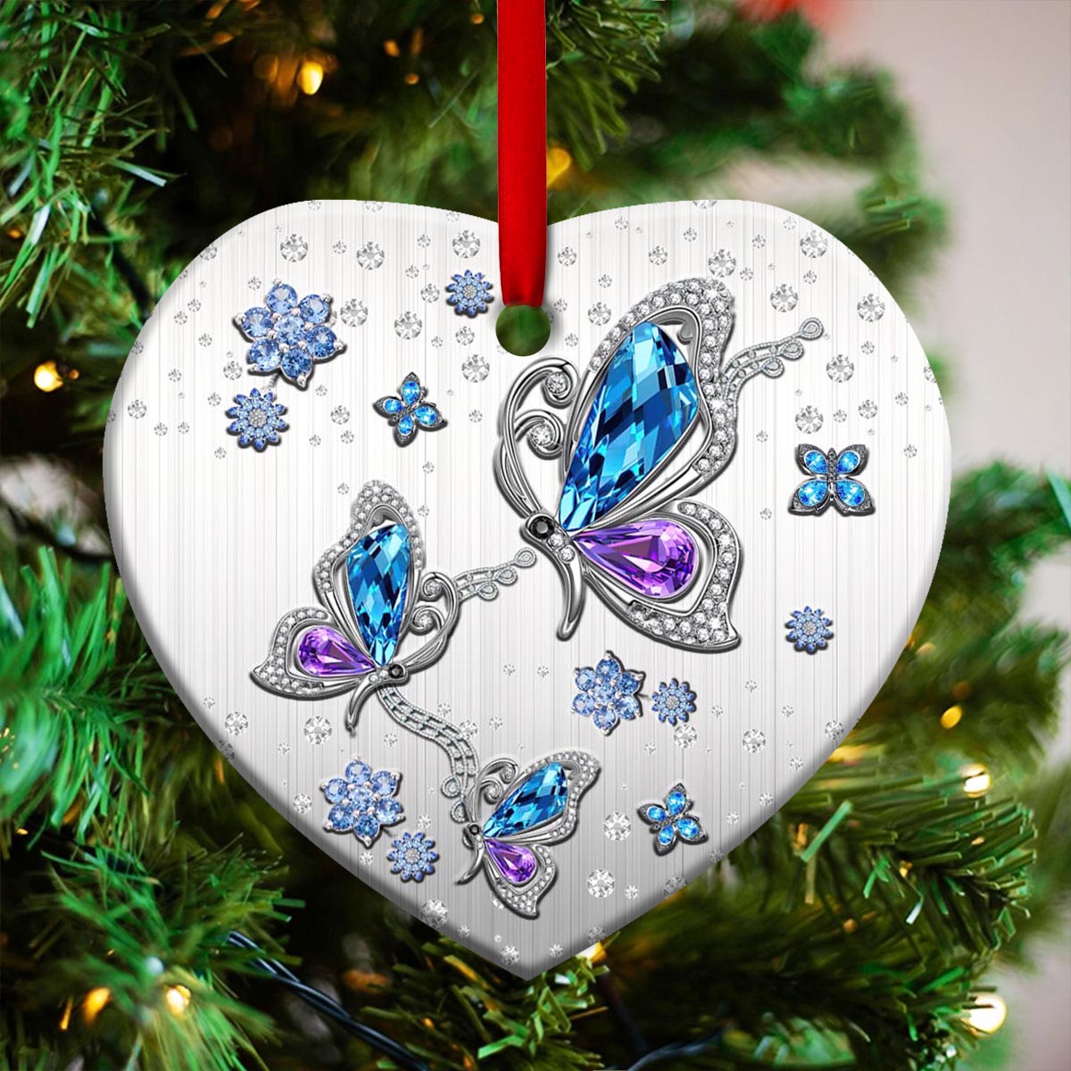Hold You In My Heart Memorial Butterfly Heart Ceramic Ornament - Christmas Ornament - Christmas Gift