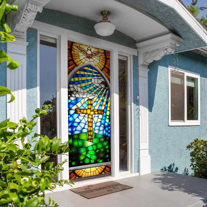 Holy Cross With Dove Door Cover - Religious Door Decorations - Christian Home Decor