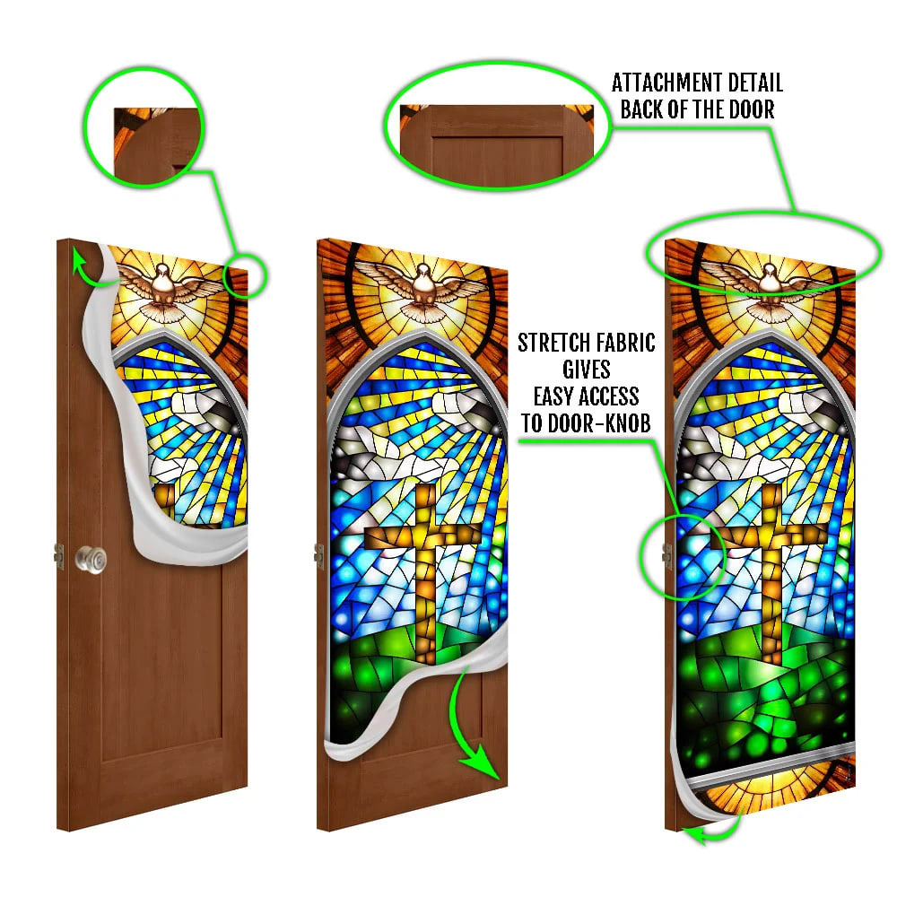 Holy Cross With Dove Door Cover - Religious Door Decorations - Christian Home Decor