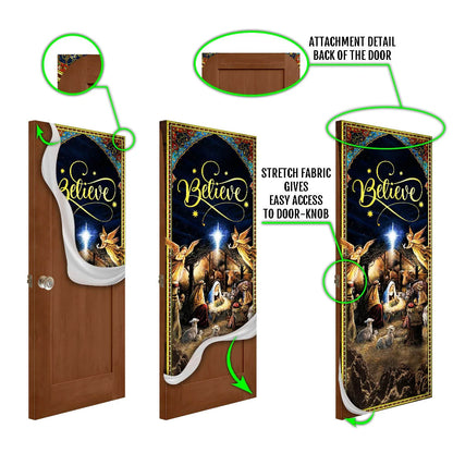 Holy Family Christmas Door Cover - Jesus Is Born -  Christmas Silent Night,