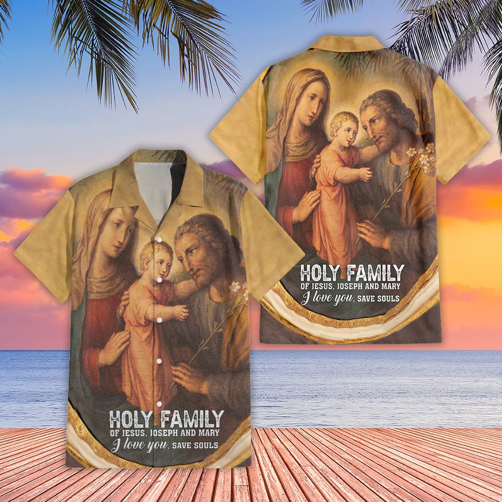 Holy Family Of Jesus Joseph And Mary Hawaiian Shirts - Religious Hawaiian Shirts - Hawaiian Christian For Men Women