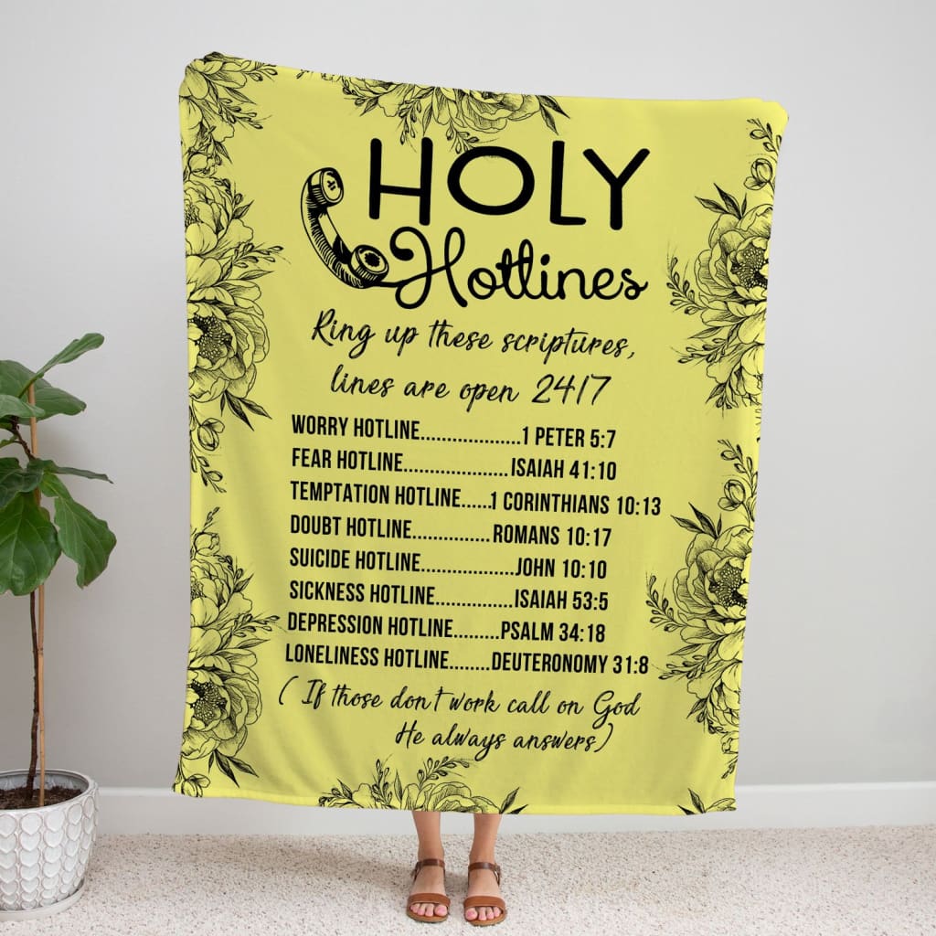 Holy Hotlines Fleece Blanket - Christian Blanket - Bible Verse Blanket