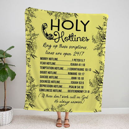 Holy Hotlines Fleece Blanket - Christian Blanket - Bible Verse Blanket