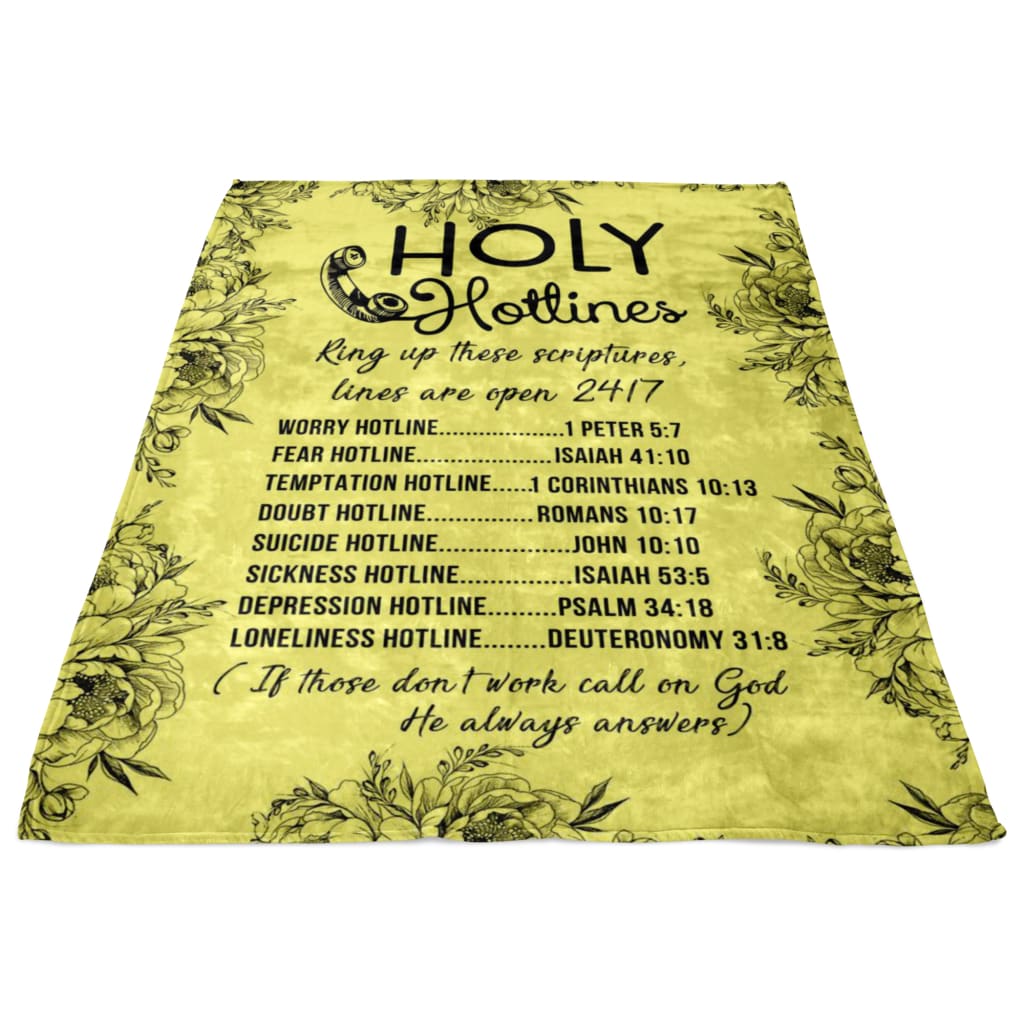 Holy Hotlines Fleece Blanket - Christian Blanket - Bible Verse Blanket