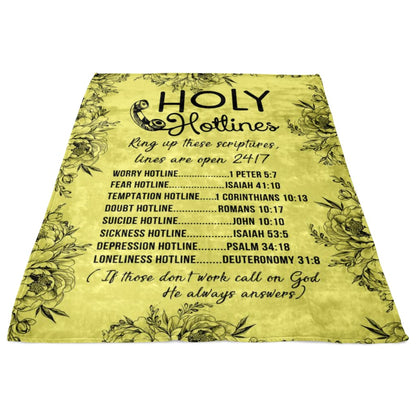 Holy Hotlines Fleece Blanket - Christian Blanket - Bible Verse Blanket