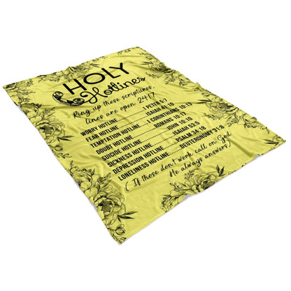 Holy Hotlines Fleece Blanket - Christian Blanket - Bible Verse Blanket