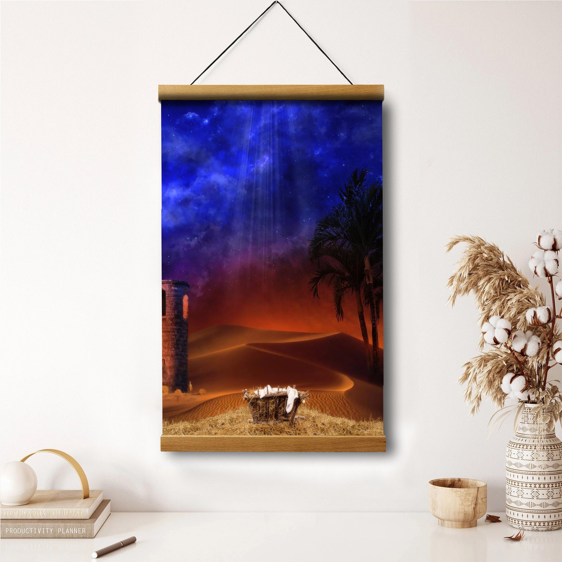 Holy Night Portrait Hanging Canvas Wall Art - Christmas Gift - Religious Canvas