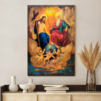 Holy Triad Religious Canvas Wall Art - Christian Wall Art Decor - Religious Wall Art Canvas