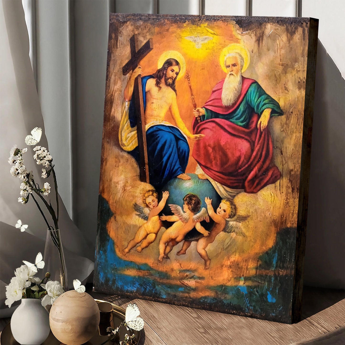 Holy Triad Religious Canvas Wall Art - Christian Wall Art Decor - Religious Wall Art Canvas