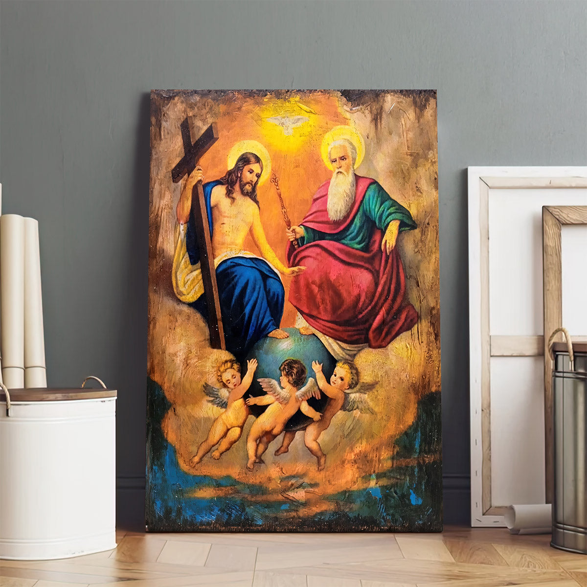 Holy Triad Religious Canvas Wall Art - Christian Wall Art Decor - Religious Wall Art Canvas