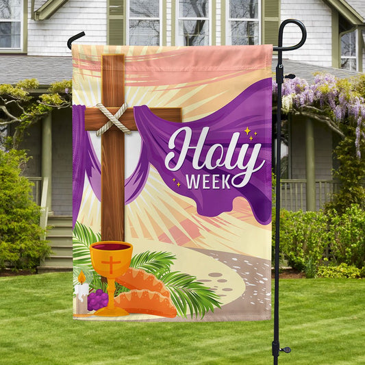 Holy Week Easter Cross Christian Flag - Easter House Flags - Christian Outdoor Easter Flags