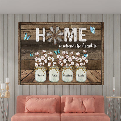 Home Is Where The Heart Is Canvas - Personalized Family Gifts