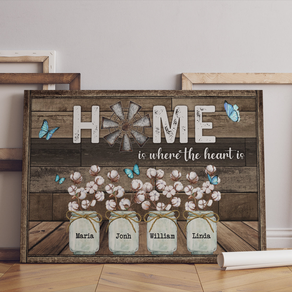Home Is Where The Heart Is Canvas - Personalized Family Gifts