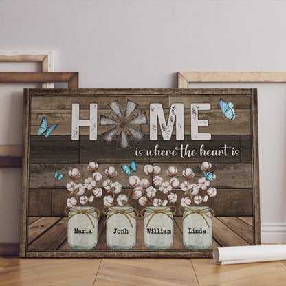 Home Is Where The Heart Is Canvas - Personalized Family Gifts