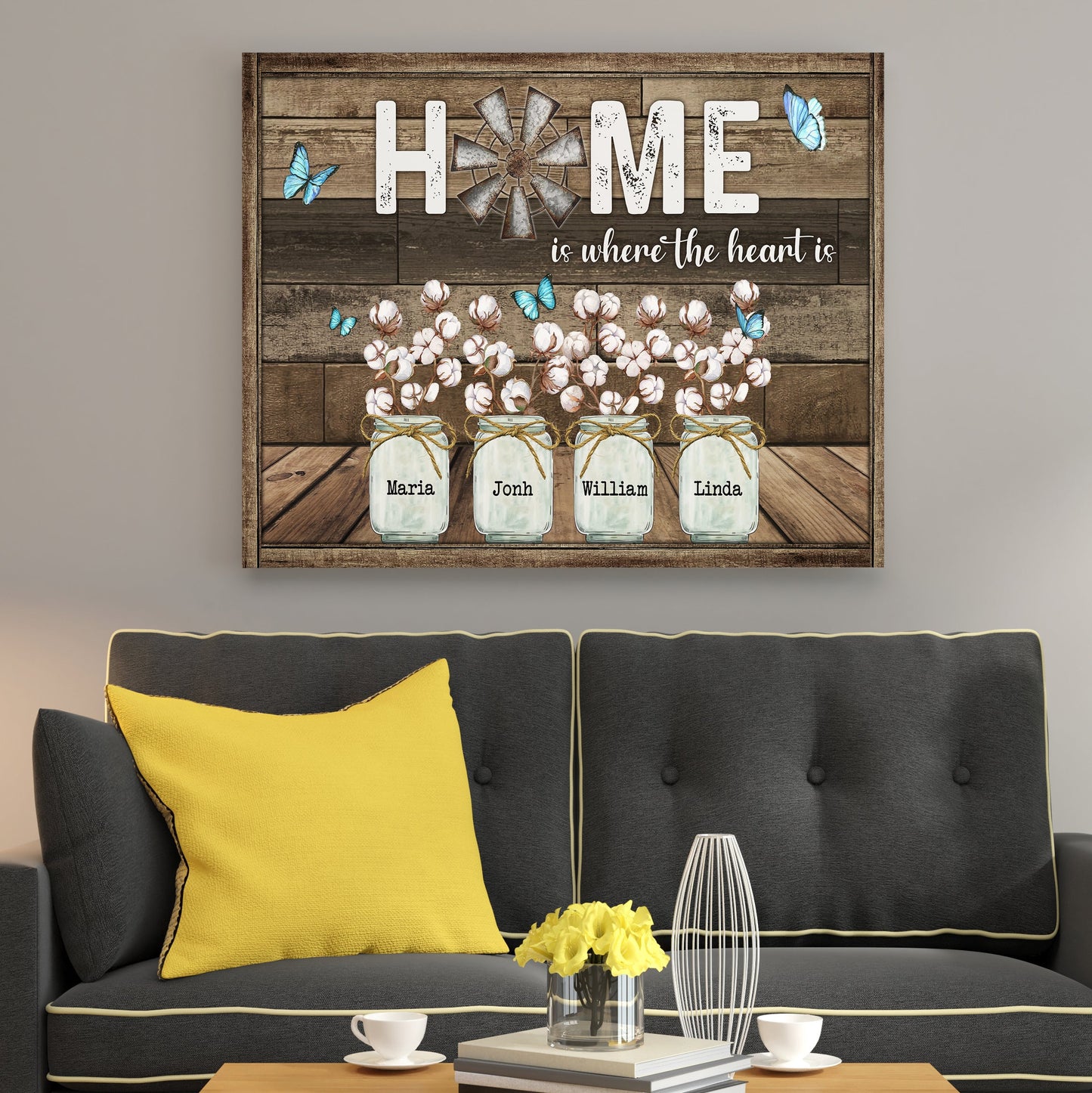 Home Is Where The Heart Is Canvas - Personalized Family Gifts