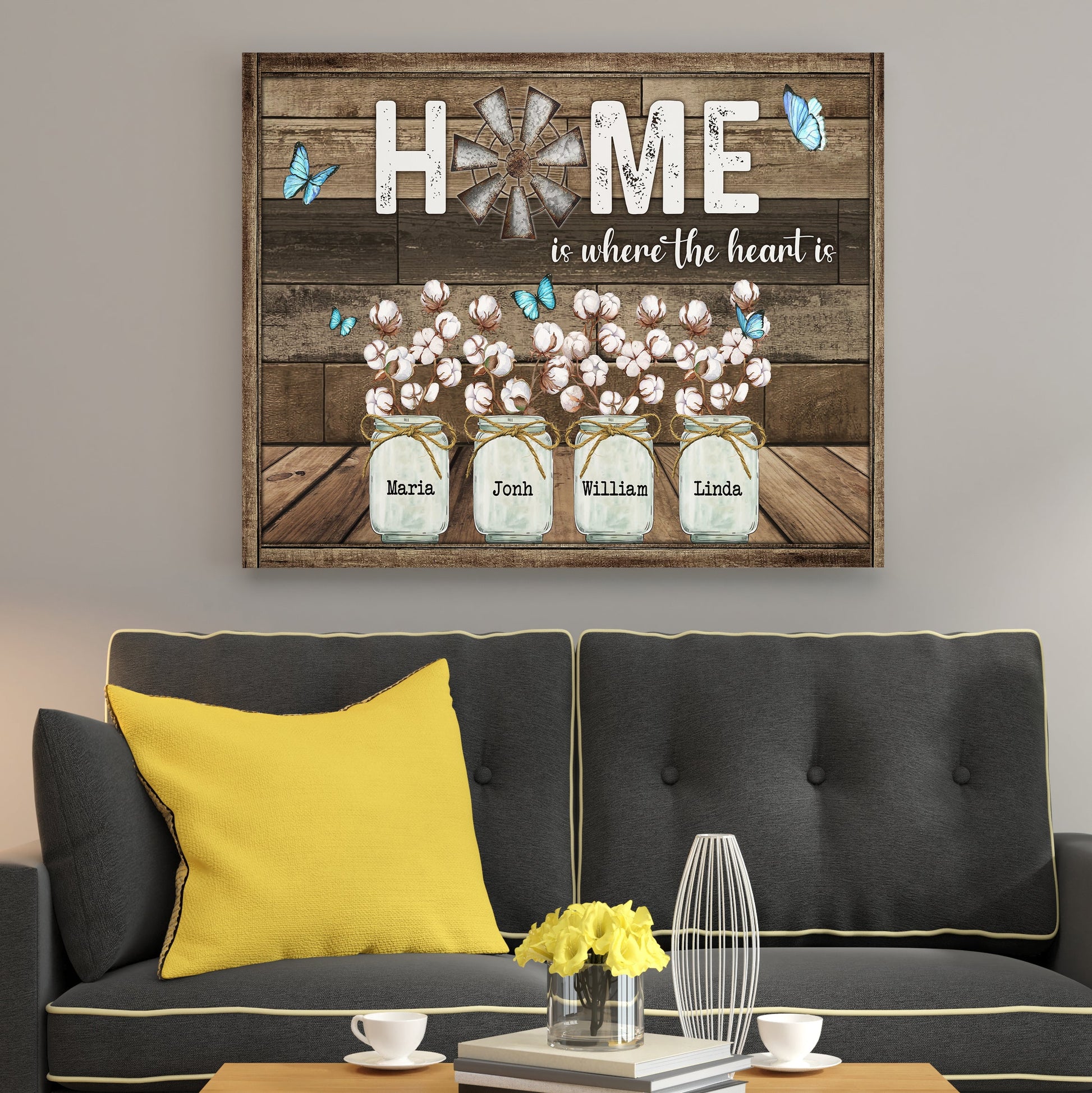 Home Is Where The Heart Is Canvas - Personalized Family Gifts