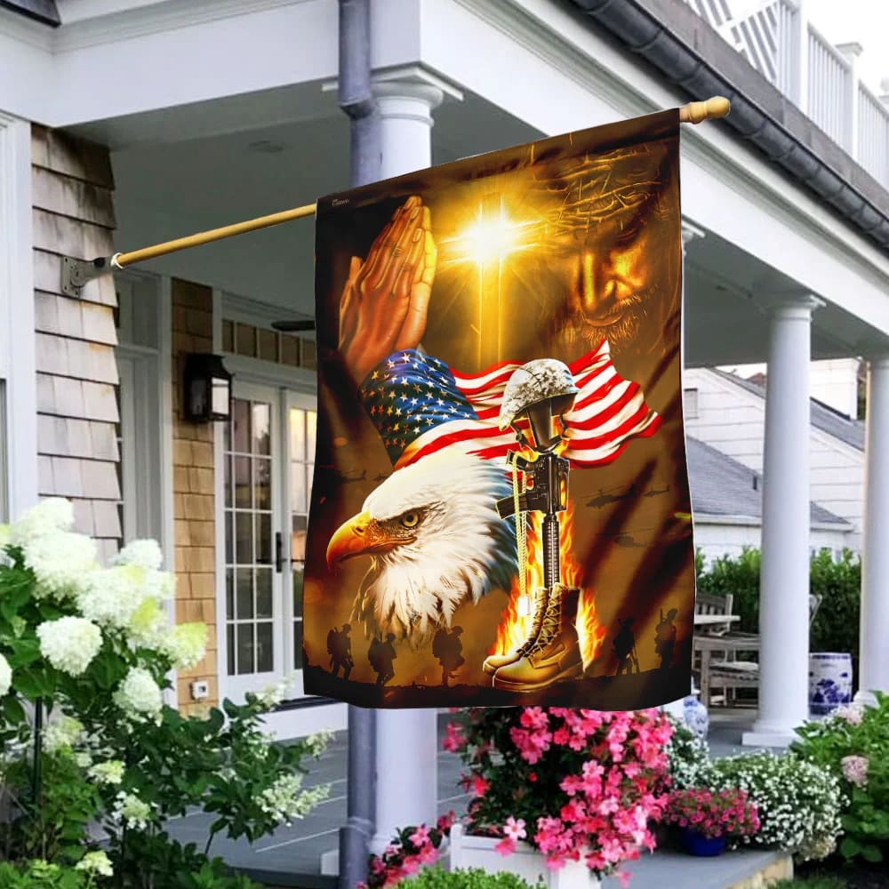 Home Of The Free Because Of The Brave Jesus Patriotism Flag - Outdoor Christian House Flag - Christian Garden Flags