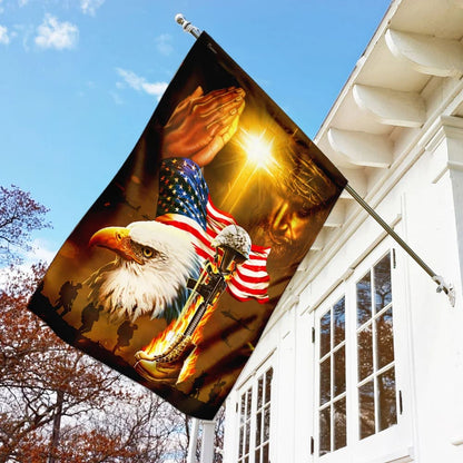 Home Of The Free Because Of The Brave Jesus Patriotism Flag - Outdoor Christian House Flag - Christian Garden Flags