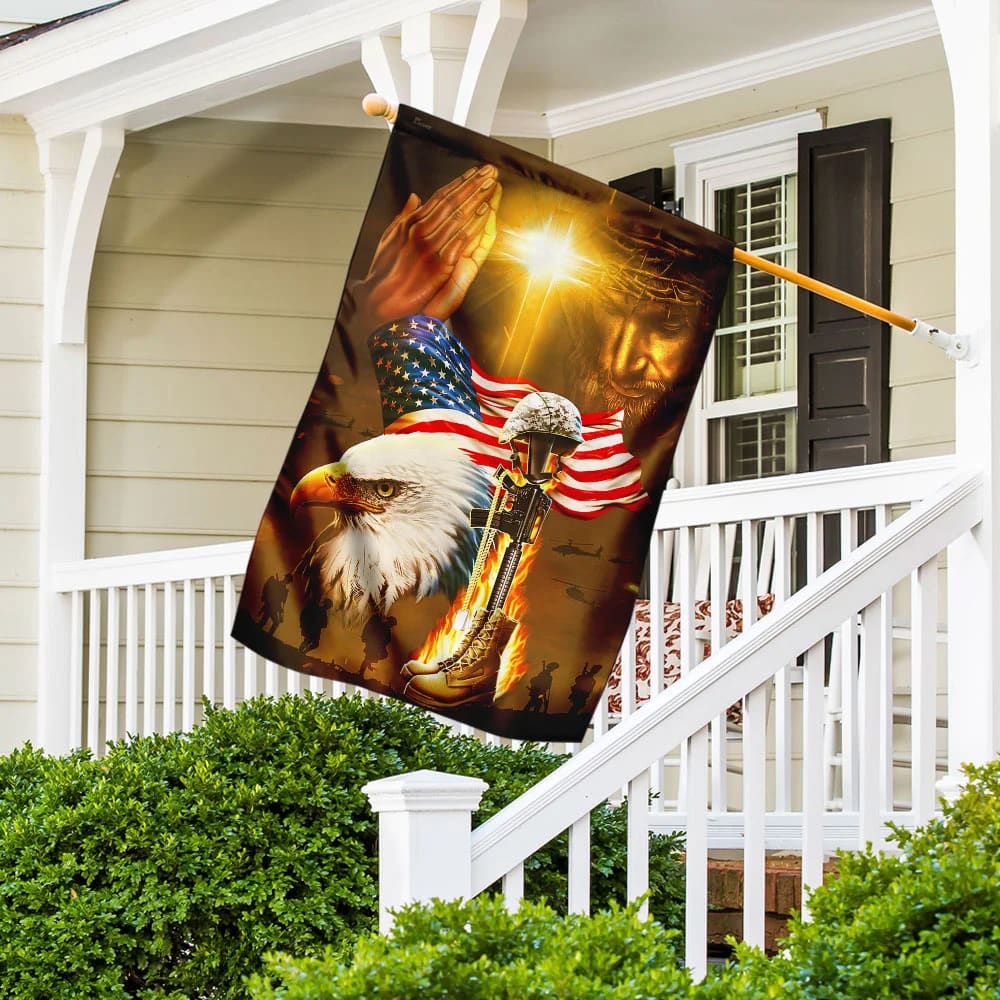 Home Of The Free Because Of The Brave Jesus Patriotism Flag - Outdoor Christian House Flag - Christian Garden Flags