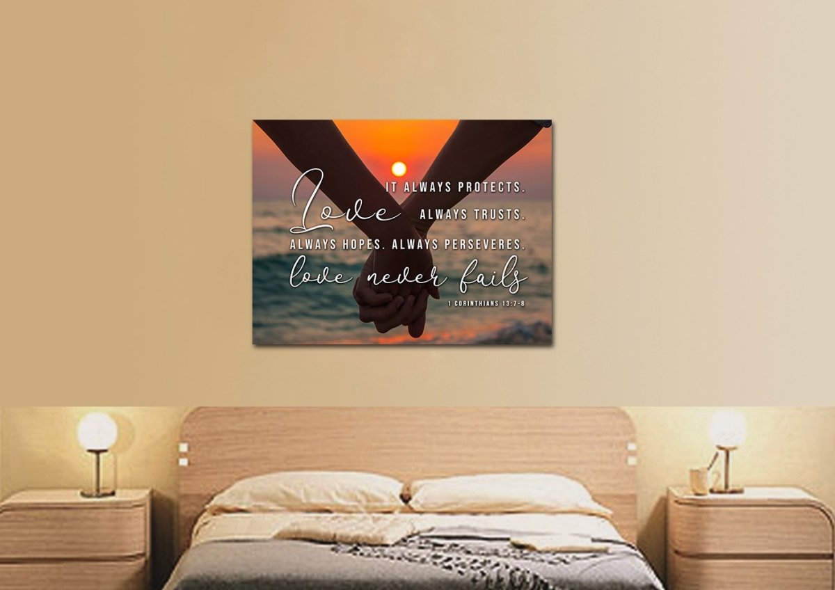 Honeymoon Love Is Patient, Love Is Kind Wall Art - Christian Canvas Wall Art
