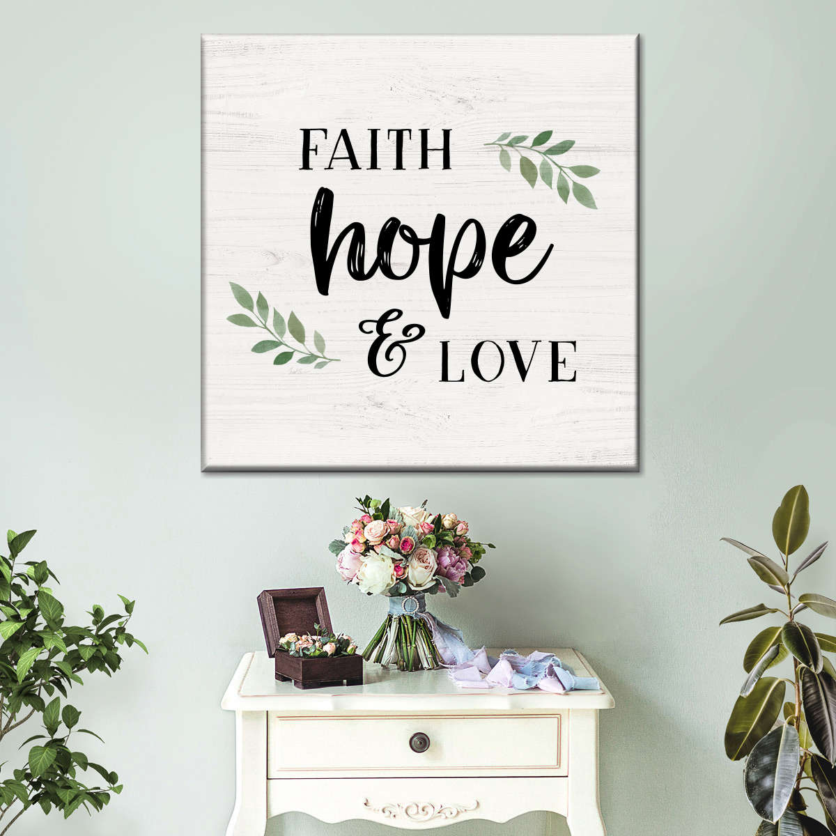 Hope And Love Square Canvas Wall Art - Christian Wall Decor - Christian Wall Hanging