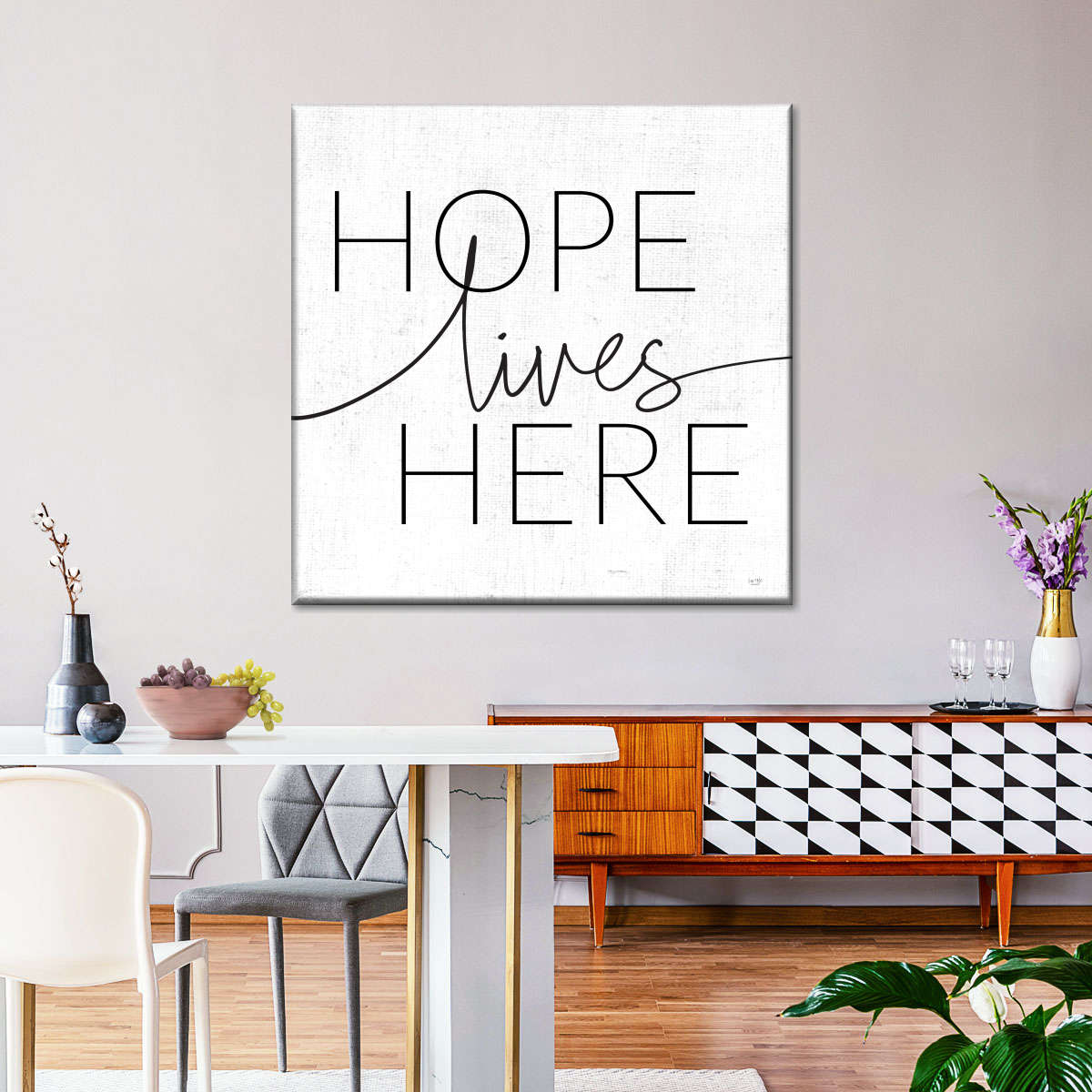 Hope Lives Here Square Canvas Wall Art - Christian Wall Decor - Christian Wall Hanging
