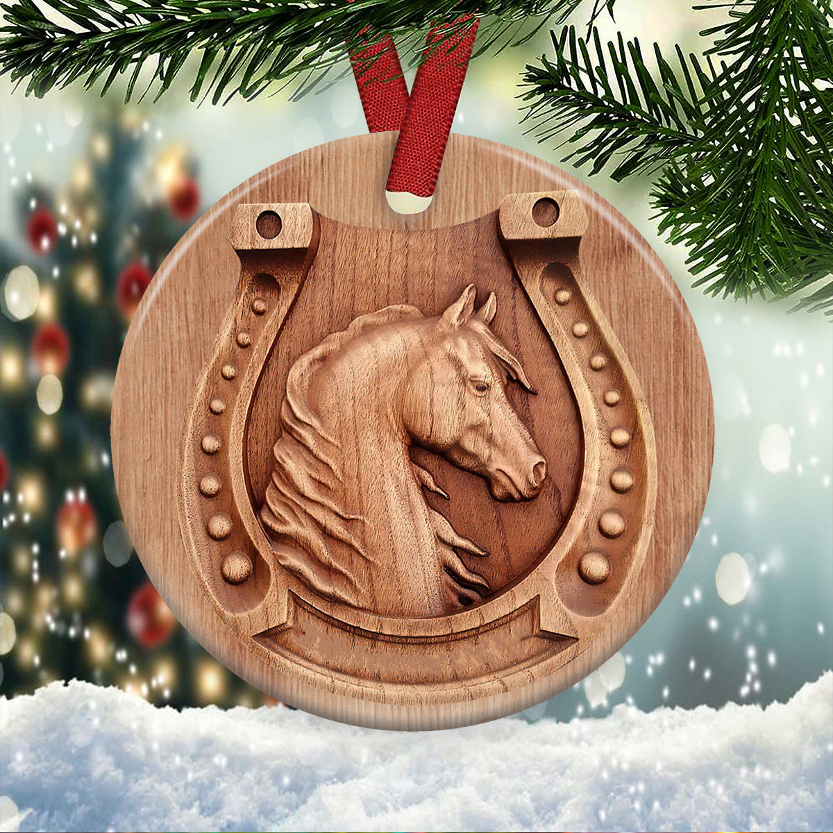 Horse 2 Ceramic Circle Ornament - Decorative Ornament - Christmas Ornament