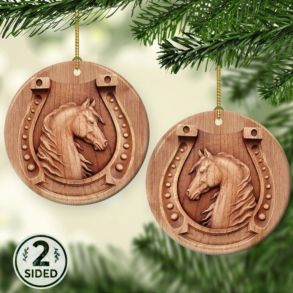 Horse 2 Ceramic Circle Ornament - Decorative Ornament - Christmas Ornament