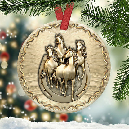 Horse Advice Bronze Style Ceramic Circle Ornament - Decorative Ornament - Christmas Ornament