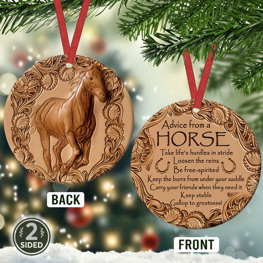Horse Advice Ceramic Circle Ornament - Decorative Ornament - Christmas Ornament