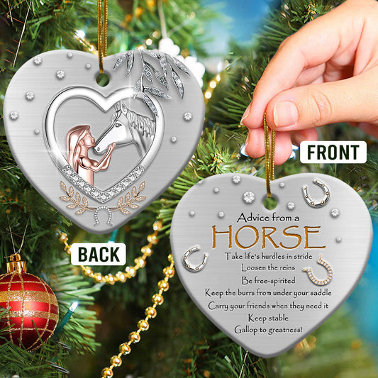 Horse Advice Heart Ceramic Ornament - Christmas Ornament - Christmas Gift