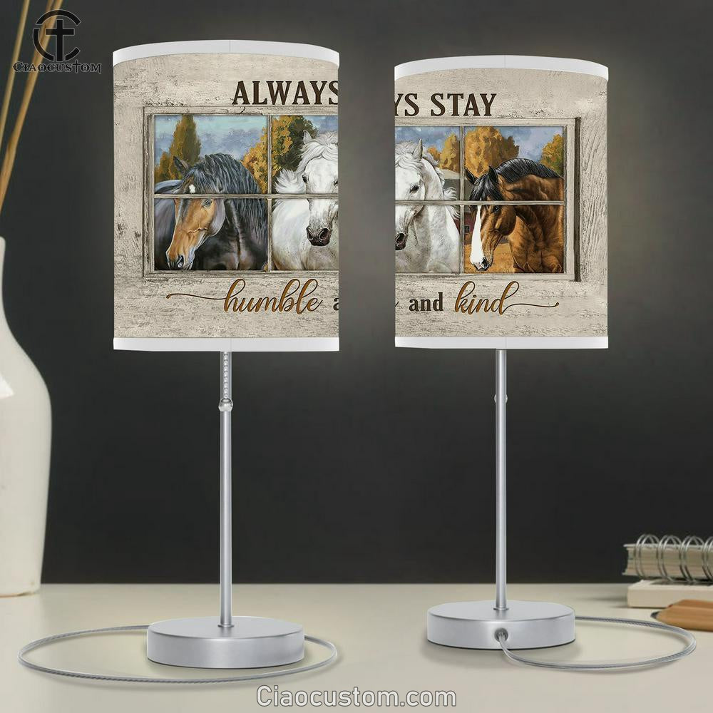 Horse Always Stay Humble And Kind Table Lamp For Bedroom - Bible Verse Table Lamp - Religious Room Decor