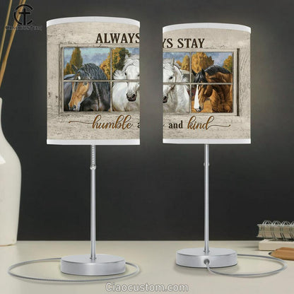 Horse Always Stay Humble And Kind Table Lamp For Bedroom - Bible Verse Table Lamp - Religious Room Decor