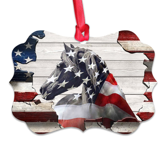 Horse American Patriot 2 Metal Ornament - Christmas Ornament - Christmas Gift