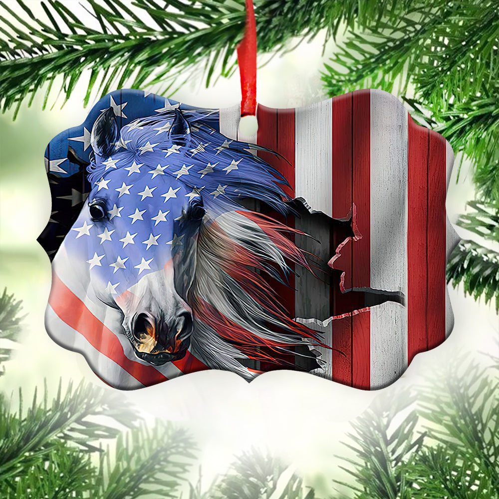 Horse American Patriot Metal Ornament - Christmas Ornament - Christmas Gift