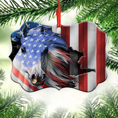 Horse American Patriot Metal Ornament - Christmas Ornament - Christmas Gift