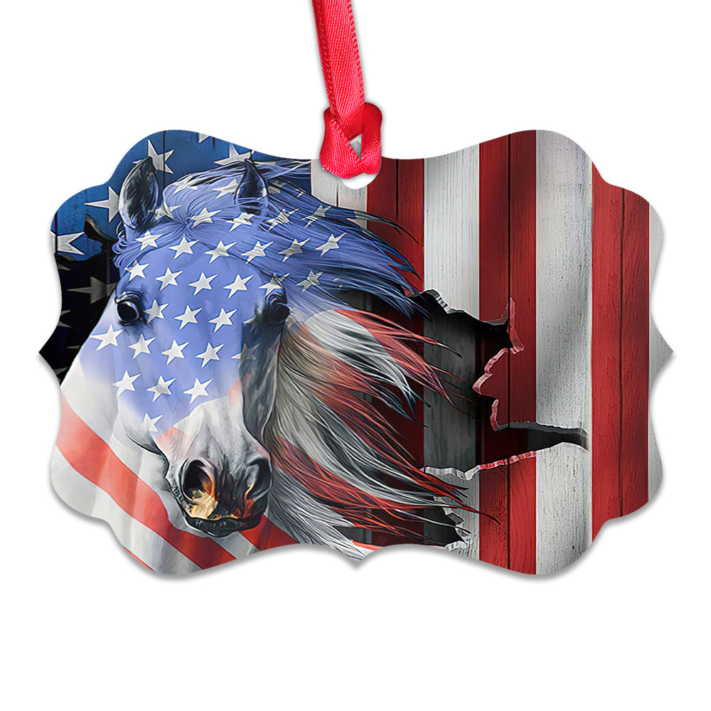 Horse American Patriot Metal Ornament - Christmas Ornament - Christmas Gift