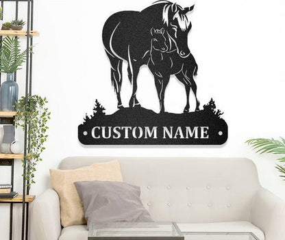 Horse And Foal Father's Day Metal Wall Art Farmhouse Decor Metal Decor Wall Art