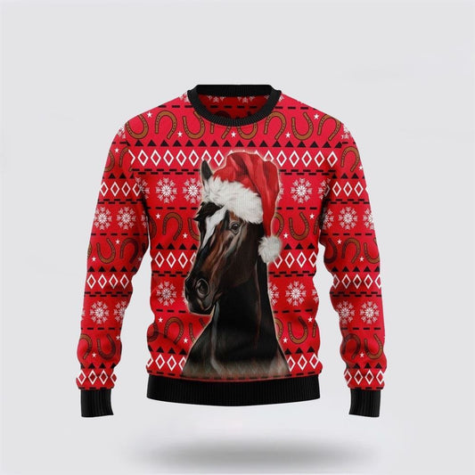 Horse And Horseshoe Pattern Ugly Christmas Sweater, Farm Sweater, Christmas Gift, Best Winter Outfit Christmas