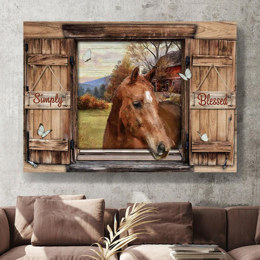 Horse Blessed Simply Canvas Wall Art - Christian Poster - Religious Wall Decor