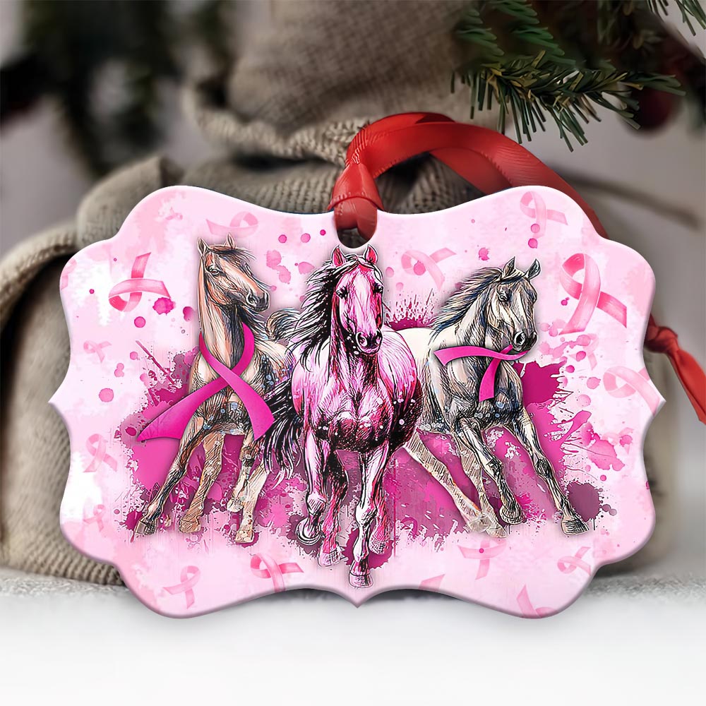Horse Breast Cancer Metal Ornament - Christmas Ornament - Christmas Gift