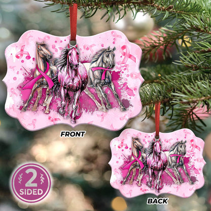 Horse Breast Cancer Metal Ornament - Christmas Ornament - Christmas Gift