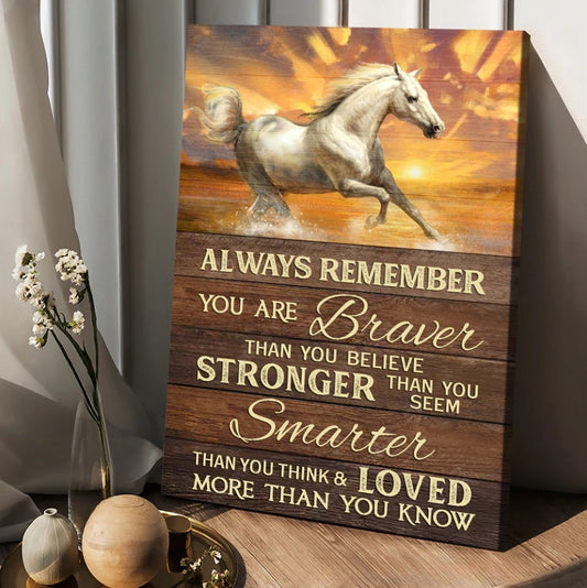 Horse Brilliant Sunset You Are Braver Than You Believe Canvas Posters - Christian Wall Posters - Religious Wall Decor