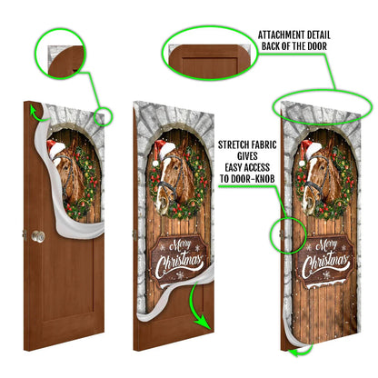 Horse Christmas Door Cover - Christmas Horse Decor - Christmas Outdoor Decoration