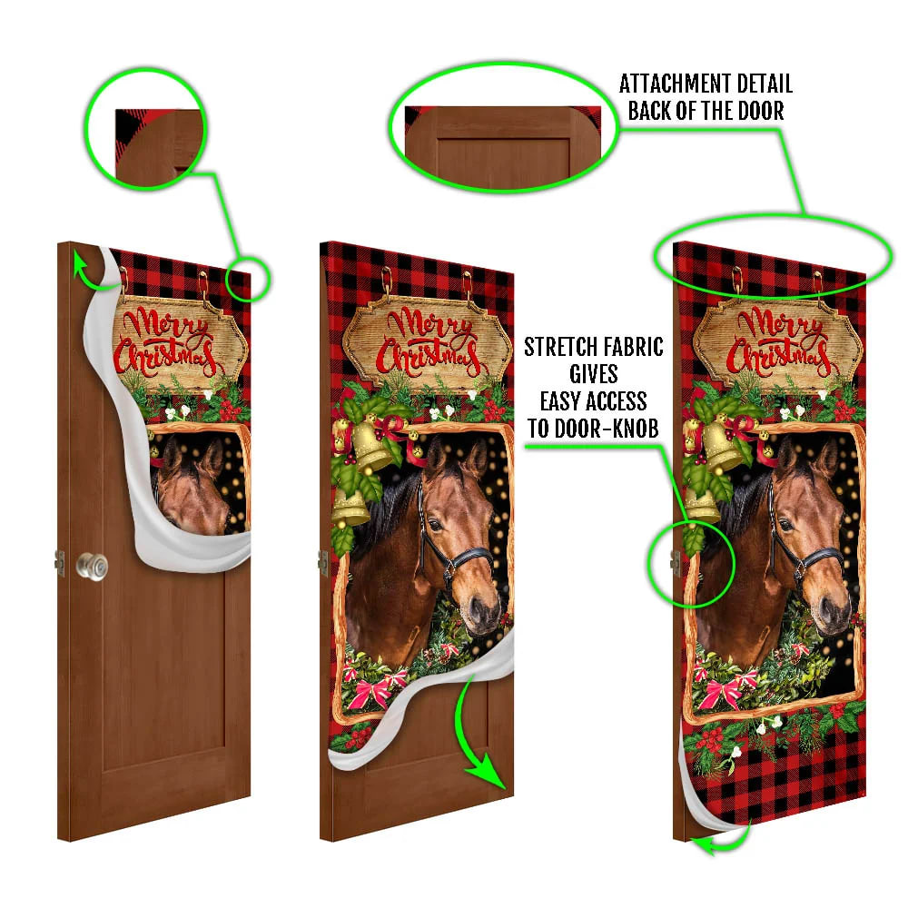 Horse Christmas Door Cover 1 - Christmas Horse Decor - Christmas Outdoor Decoration