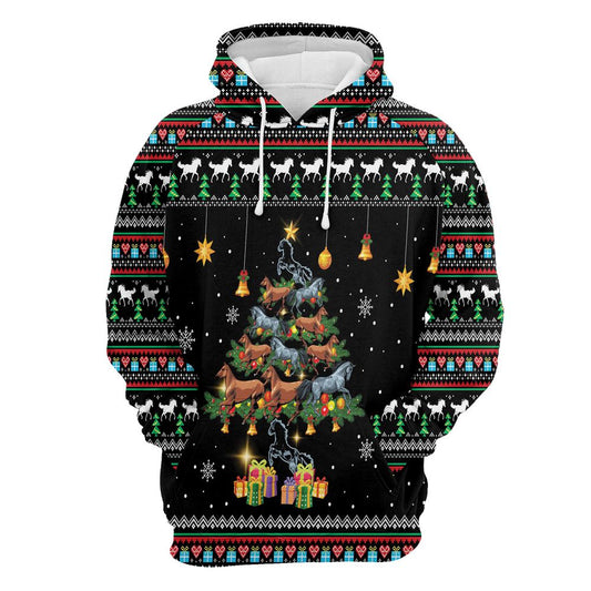 Horse Christmas Tree 1 All Over Print 3D Hoodie For Men And Women, Best Gift For Dog lovers, Best Outfit Christmas