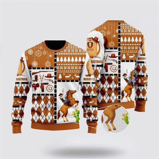 Horse Cowboy Merry Christmas Ugly Christmas Sweater, Farm Sweater, Christmas Gift, Best Winter Outfit Christmas