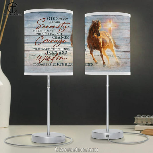 Horse Cross Light God Grant Me The Serenity Lamp Art Table Lamp - Christian Room Decor - Gifts For Horse Lovers